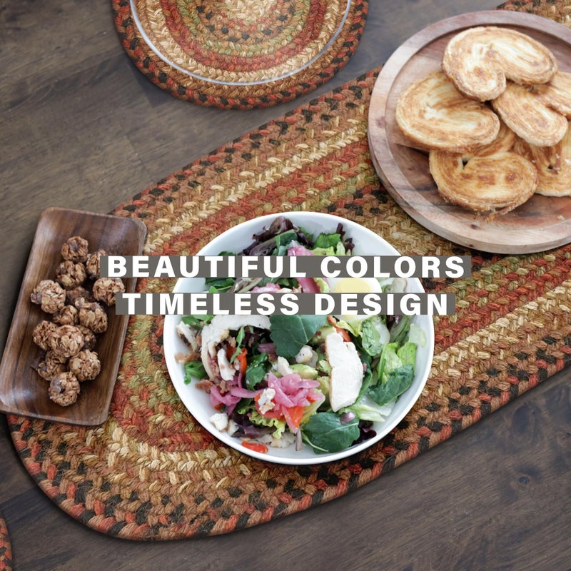 Homespice Gingerbread Jute Braided Long Table Runner, Warm Country Decor, Brown Rectangle 11x36 - Rich Colors, Easy to Clean, Durable and Protects Furniture - Image 4